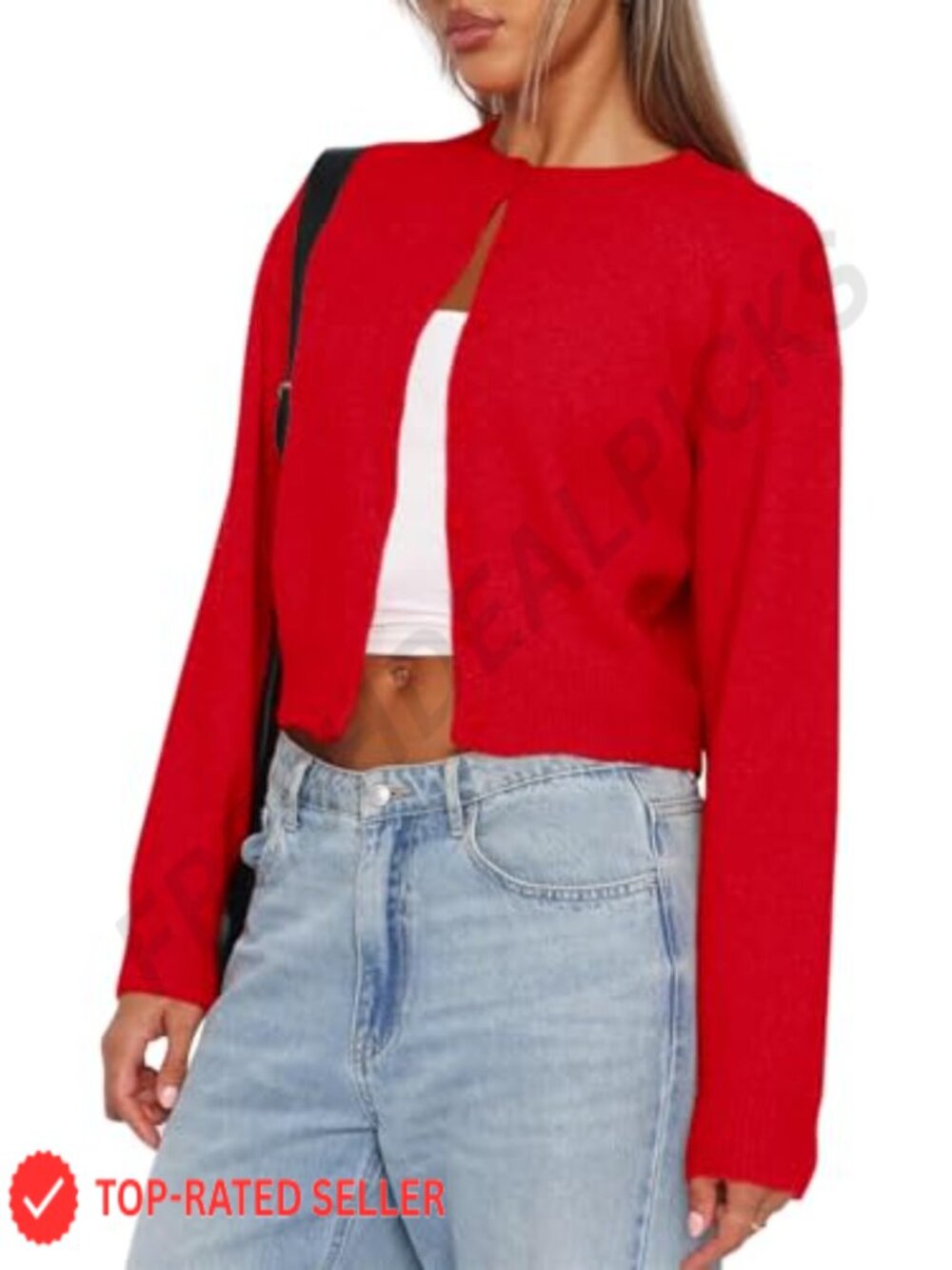 Cropped Button Down Cardigan Sweater Long Sleeve Knit